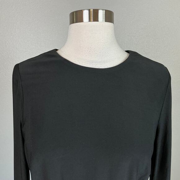 Adrianna Papell Black and Gold Long Sleeve Mini Cocktail Dress Size 10 Belted - Picture 7 of 15